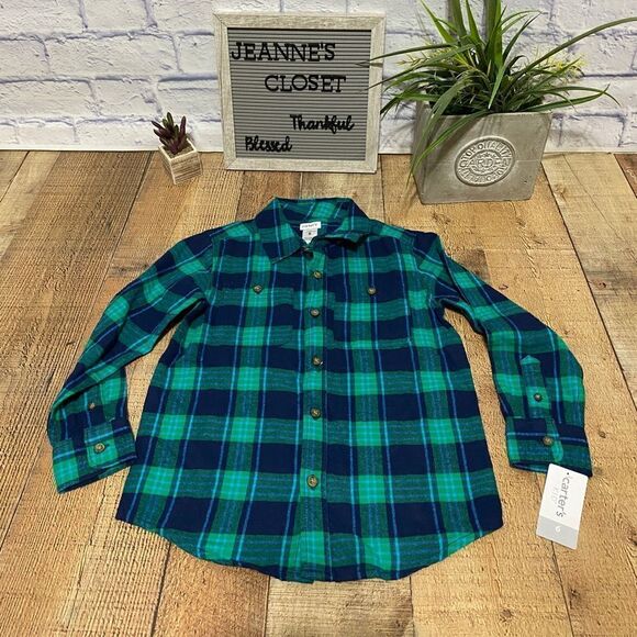 Nwt boys carters long sleeve flannel plaid shirt - Picture 1 of 7